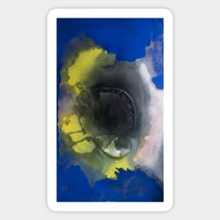 Blue Yellow Fluid Abstract Painting Sticker